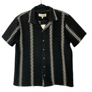San Francisco Work Shirts Zigzag Crochet Knit Men L Black Retro Festival NWT